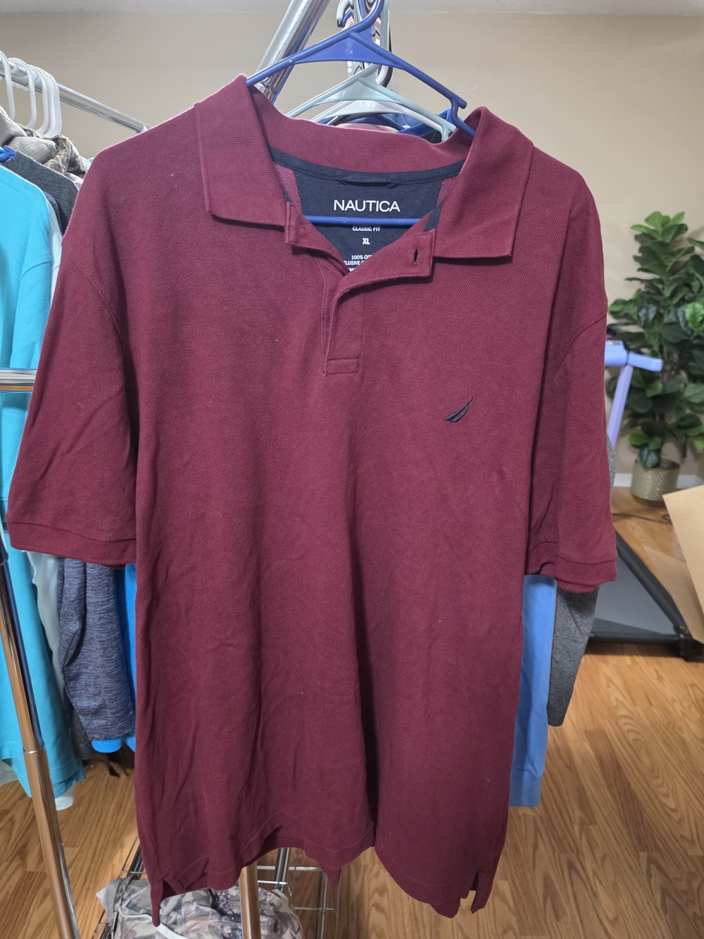 Nautica Men’s Maroon Polo Shirt with Embroidered Logo
